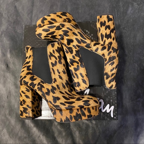 Sam Edelman Abella Leopard-Print Platform Booties - Picture 2 of 3
